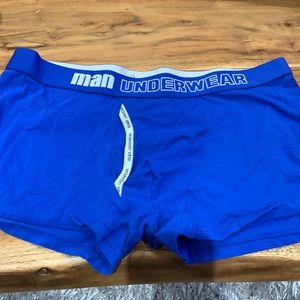 Mens cotton spandex sporty blue and white mens underwear